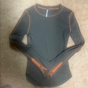 Free people zip it waffle thermal zipper cuff top